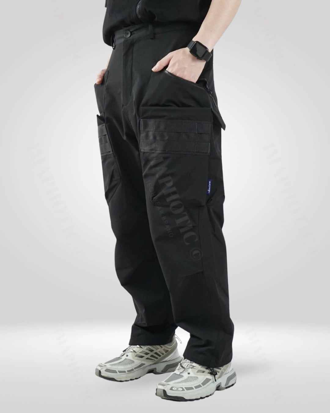Versatile Black Baggy Cargo Pants - Tactical Waterproof & Stylish