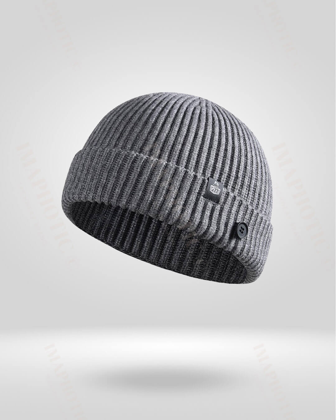 RIBBED KNIT BEANIE - Grey