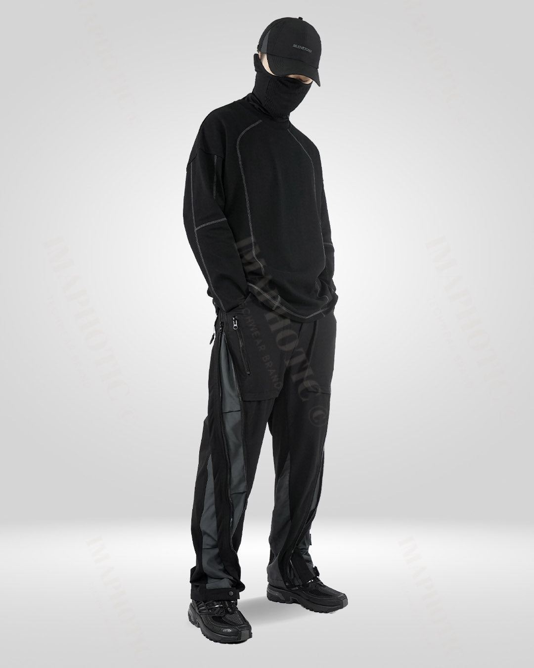 Sleeve Neck | Sweatshirt Men\'s - Imaphotic Black – Long Round Cotton
