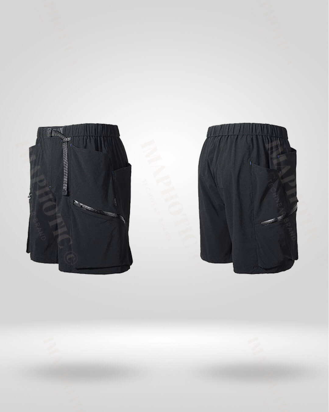 Black Nylon Cargo shorts