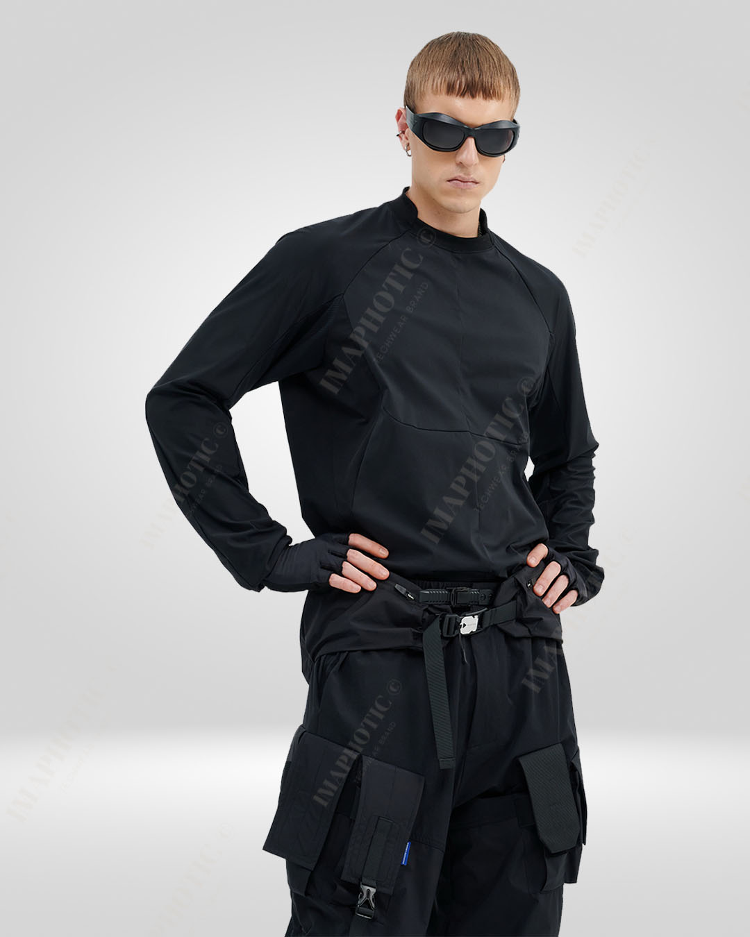 Urban Edge Tactical Raglan Sweatshirt | Modern Black Attire
