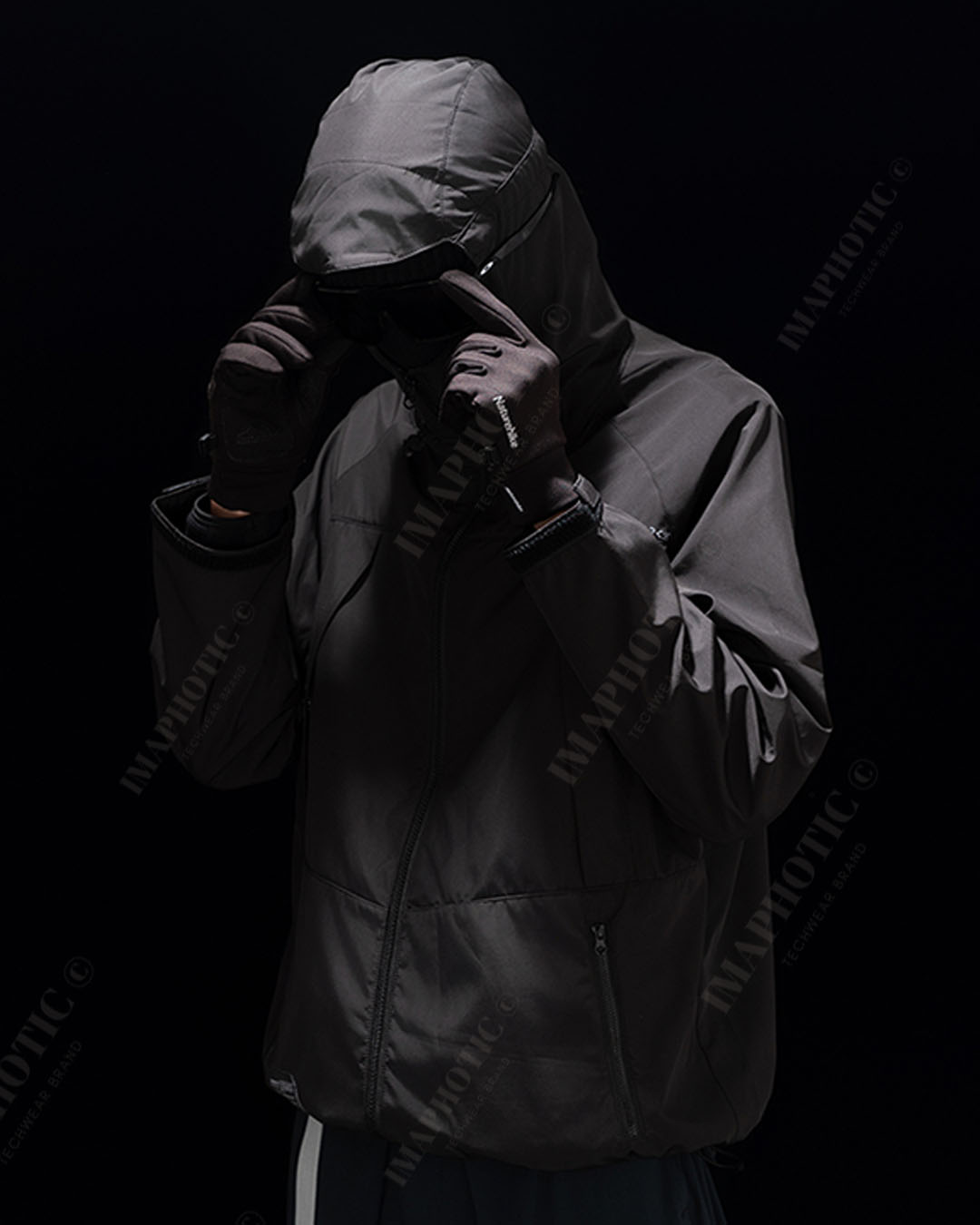 High Neck Zip-Up Hooded Jacket